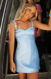 Marbelle Blue Satin Mini Dress